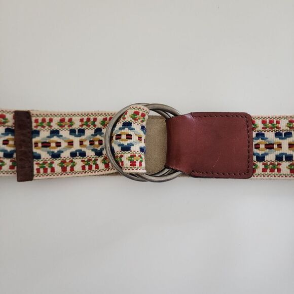 Reversible Belt multicolor embroidered and beige suede womens size S/M Boho - Picture 4 of 8